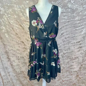 NWT Speechless Black Chiffon Dress Purple Flowers Size XL